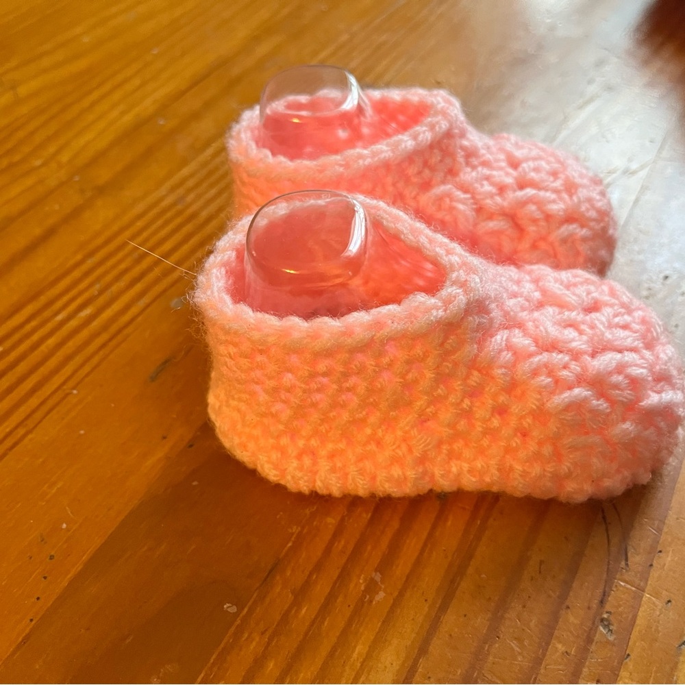 Homemade crochet baby booties 3 to 6 months